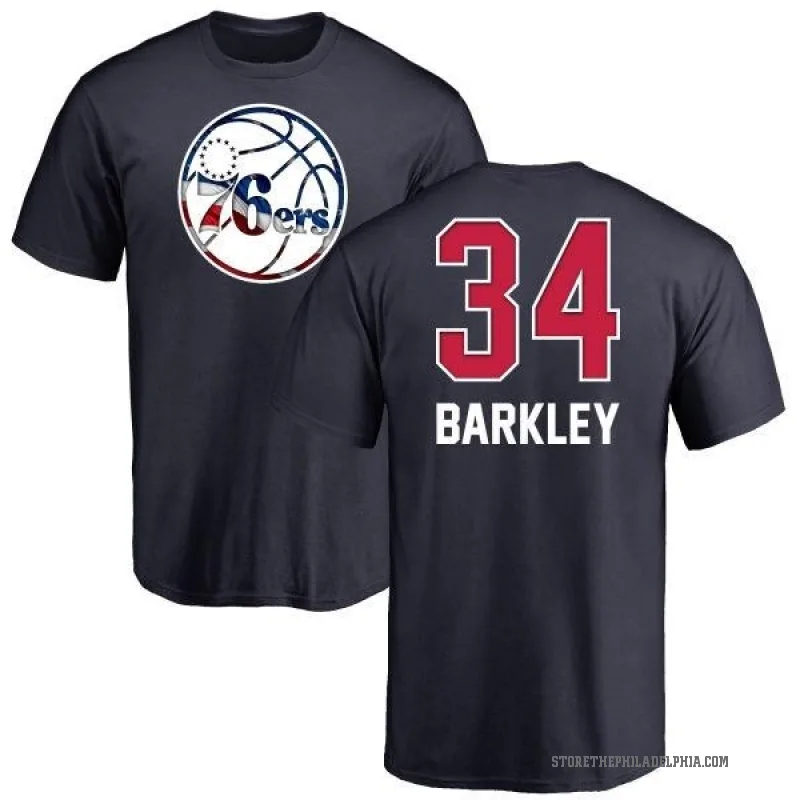 Charles Barkley Men's Navy Philadelphia 76ers Name and Number Banner Wave T-Shirt