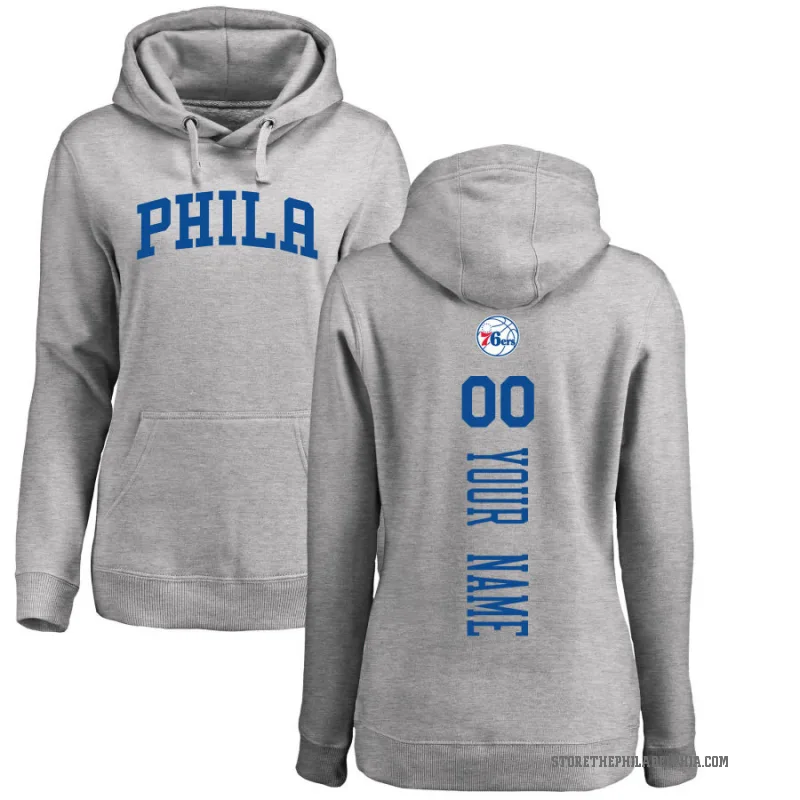 Custom Women's Philadelphia 76ers Branded Ash Backer Pullover Hoodie