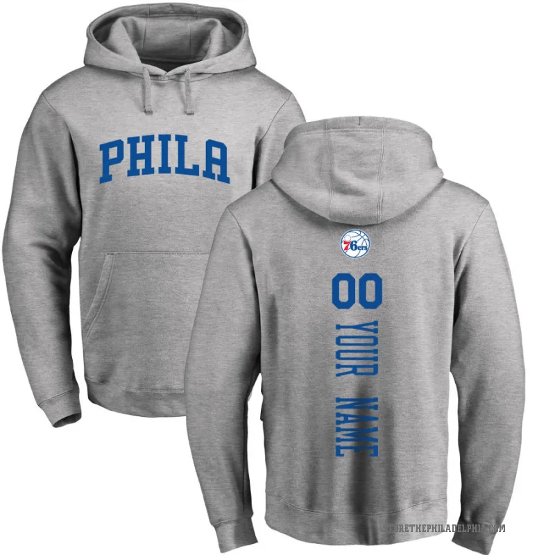 Custom Youth Philadelphia 76ers Branded Ash Backer Pullover Hoodie